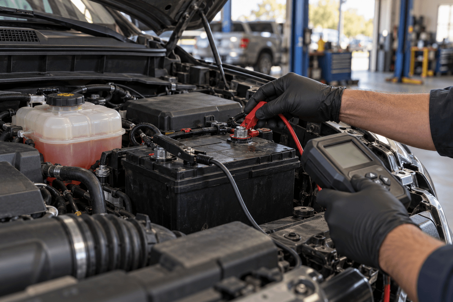 Vehicle battery testing and coolant checks for Texas cold-weather preparation