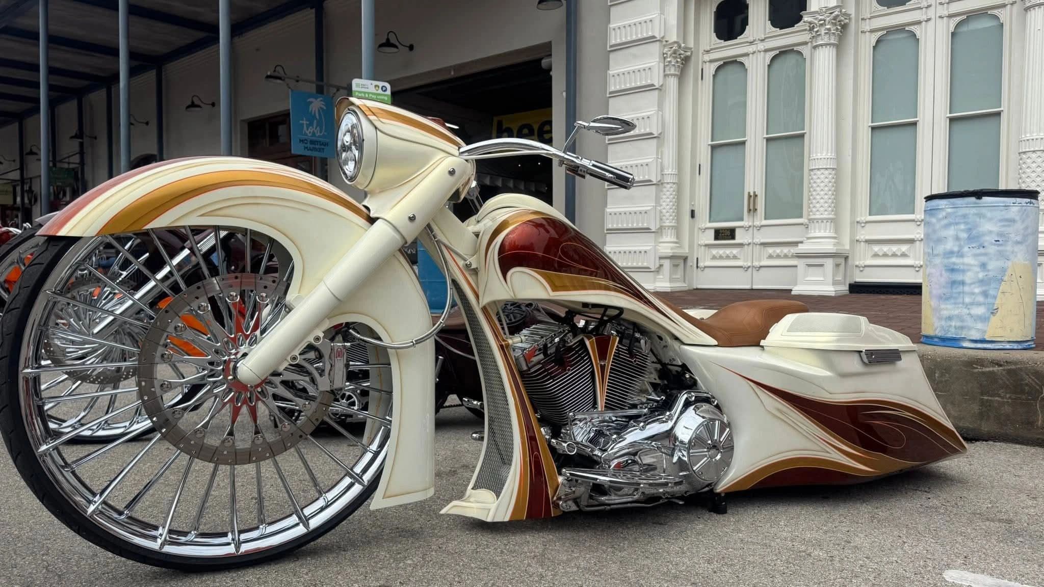 Custom motorcycle at a show