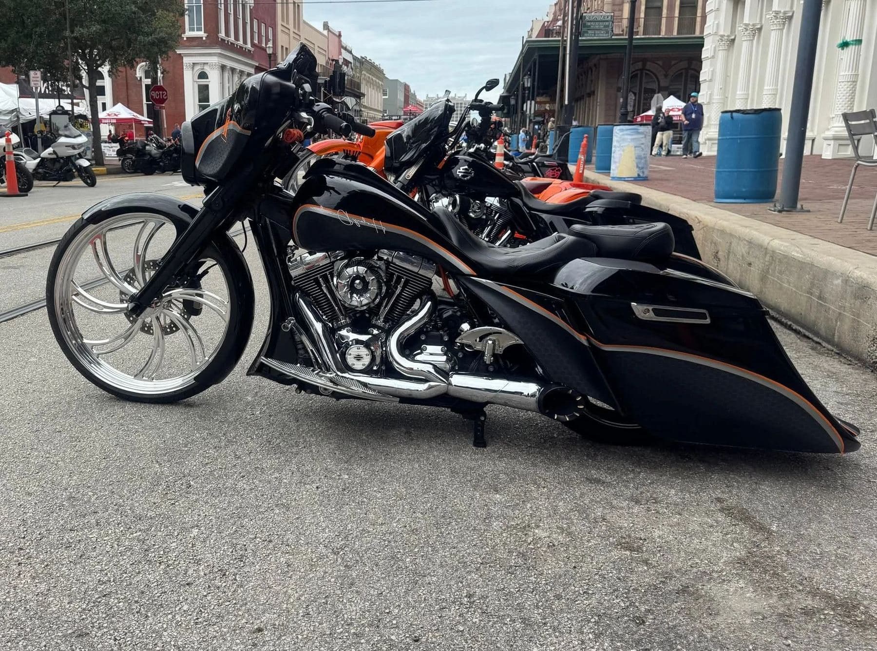 Night event motorcycle lineup